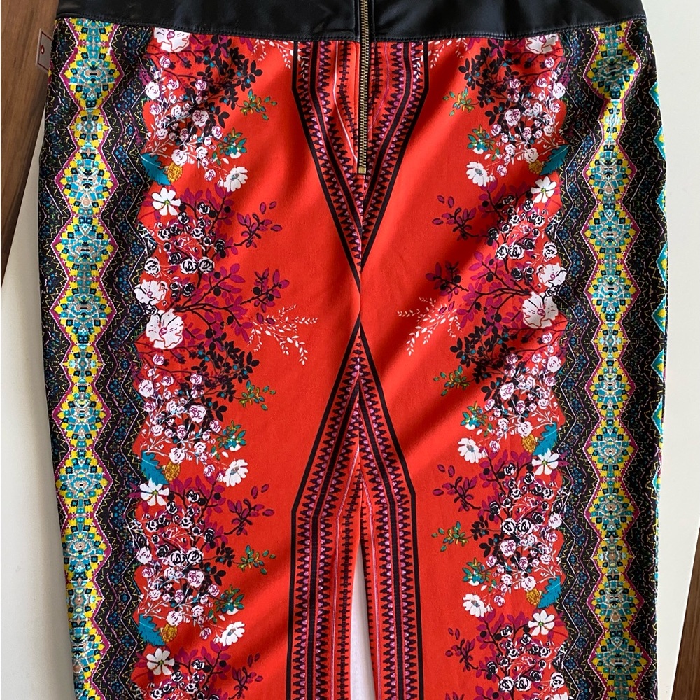 Bisou Bisou Orange Black Embellished Midi Skirt - Picture 4 of 8